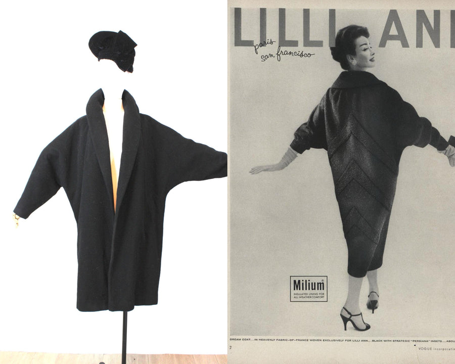 1950s 1957 documented LILLI ANN batwing coat all sizes | new fall winter