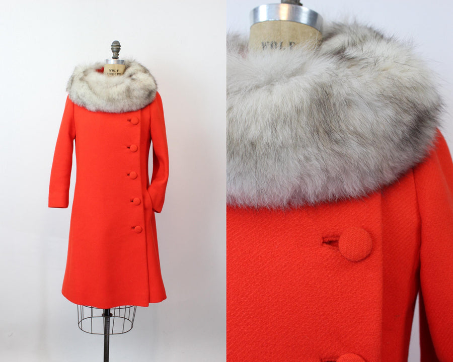 1960s 1965 LILLI ANN fox fur collar coat small medium | new fall winter