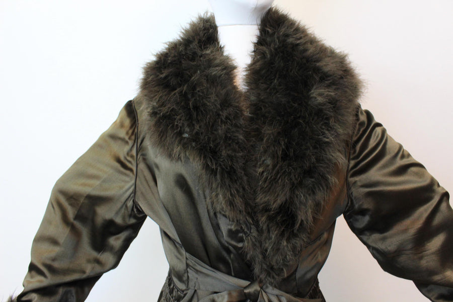 1920s RARE MARABOU silk wrap coat robe | new fall winter