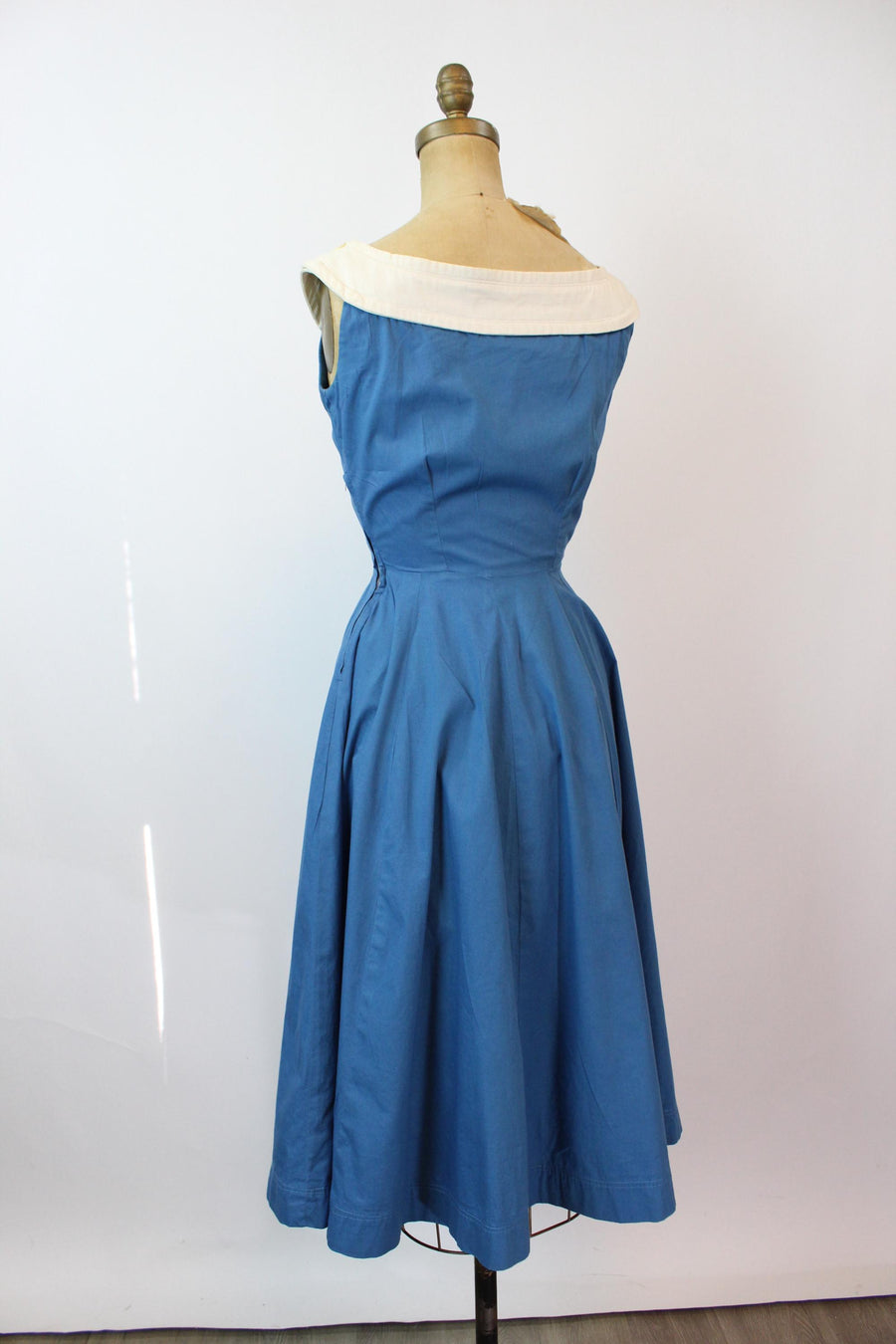 vintage 1950s dress 1950s COTTON full skirt dress xs