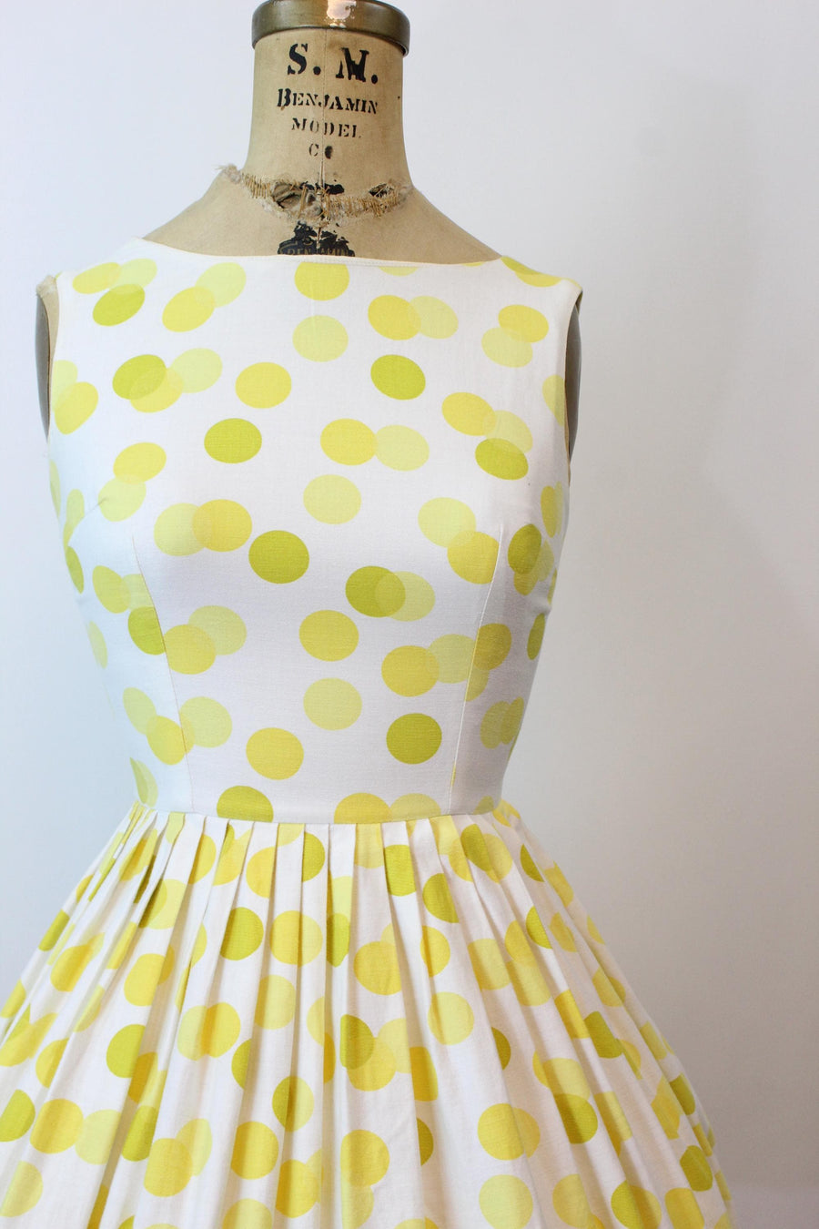 1950s POLKA DOT yellow cotton dress xs