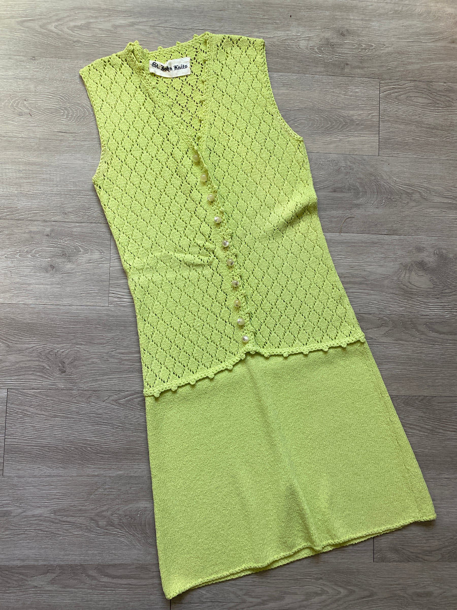 1970s St John Knits chartreuse dress small | new spring summer