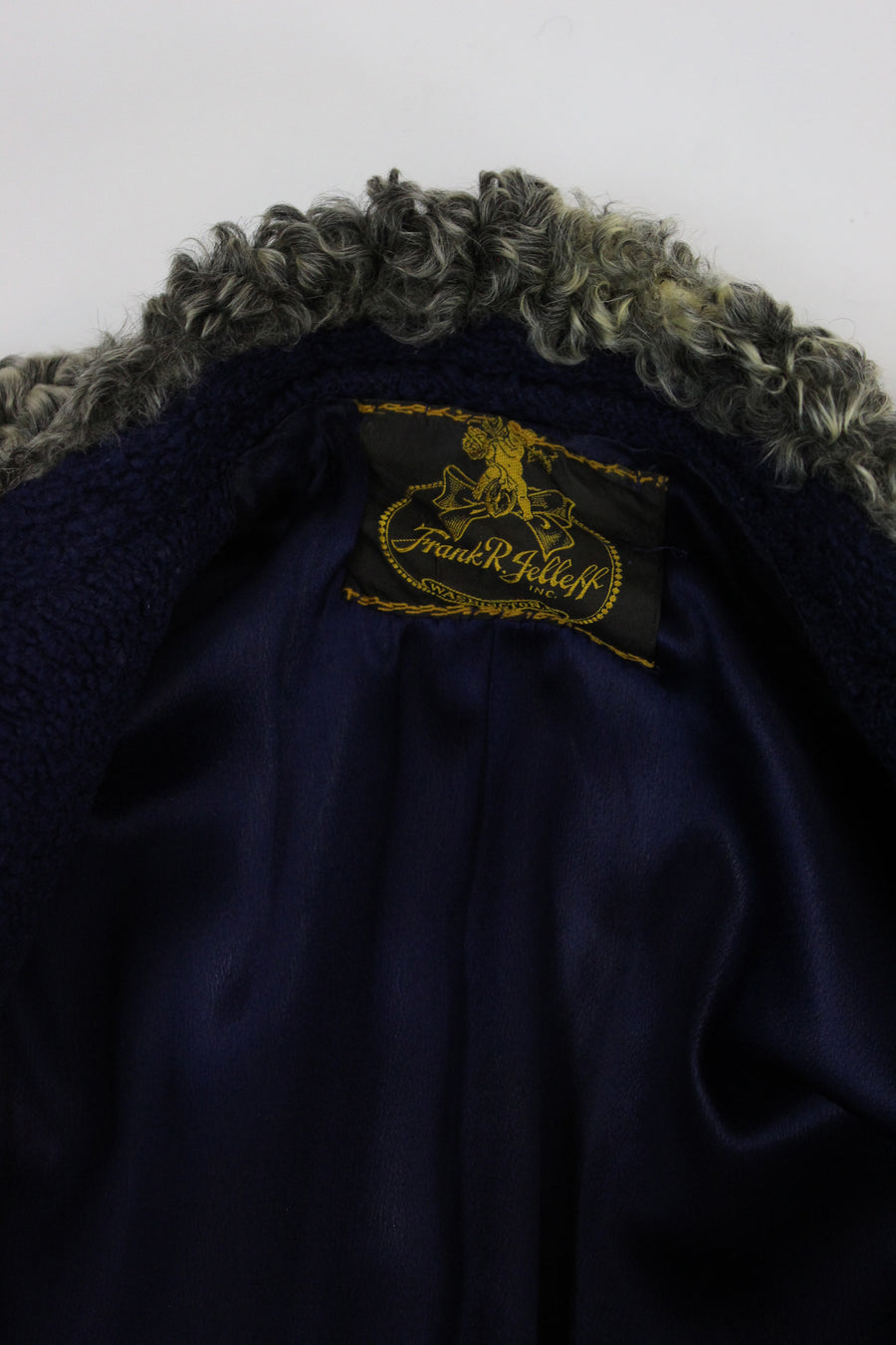 1940's navy boucle fur cape coat large | new fall