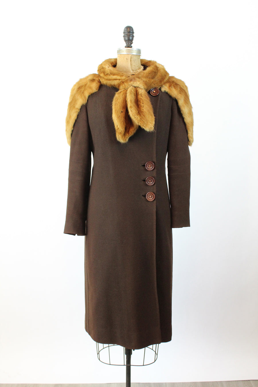 1930s wool FUR cape COLLAR COAT small | new fall