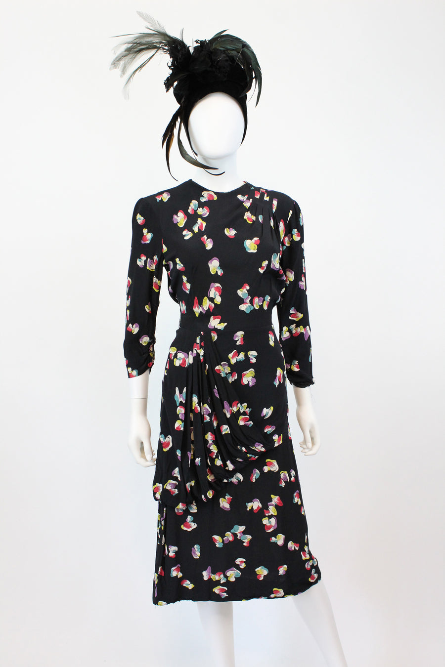 1940s novelty hand print dress xs | new fall