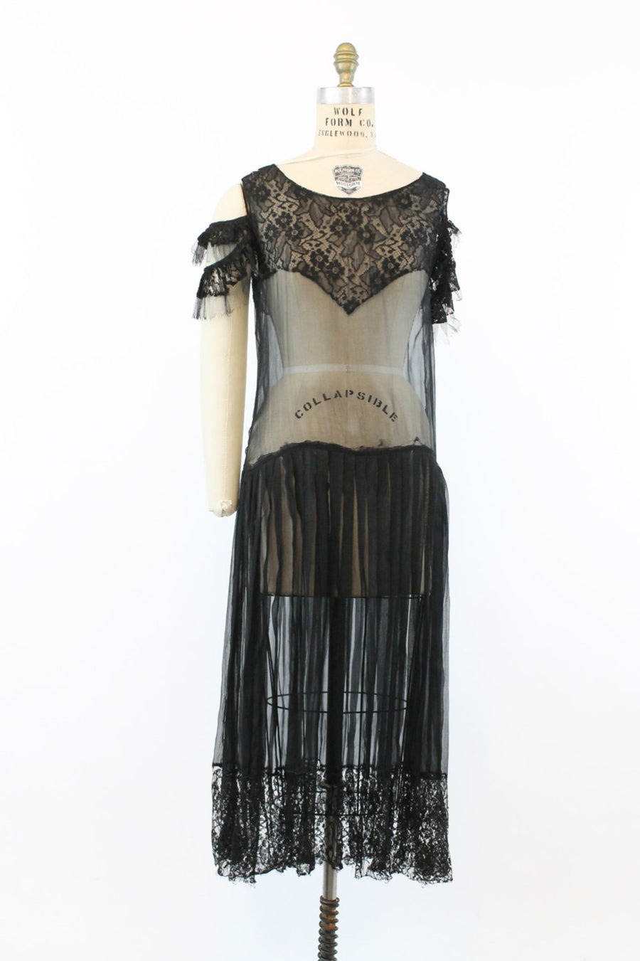 1930s lace dress | sheer off the shoulder | small - medium