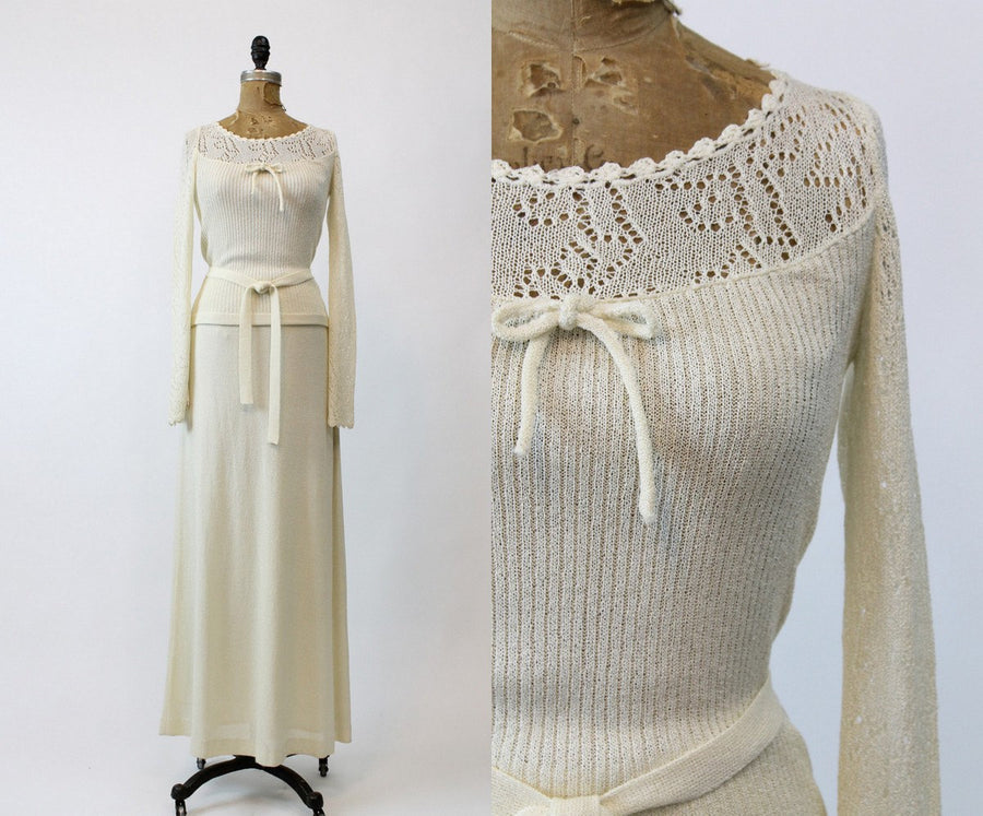 1970s knit sweater and skirt xs | new winter