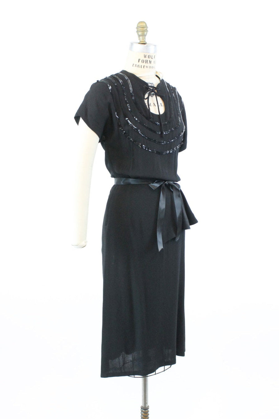 1940s sequins and rayon dress small | vintage keyhole opening tie dress | new in