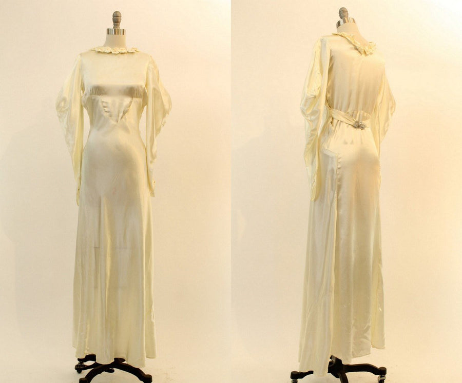 30s Wedding Dress Liquid Satin XS / 1930s Wedding Gown Bias Cut / The Josephina Gown