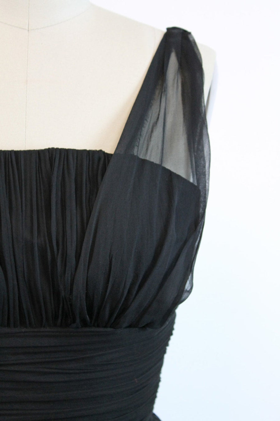 1950s silk chiffon dress xxs | vintage little black cocktail dress