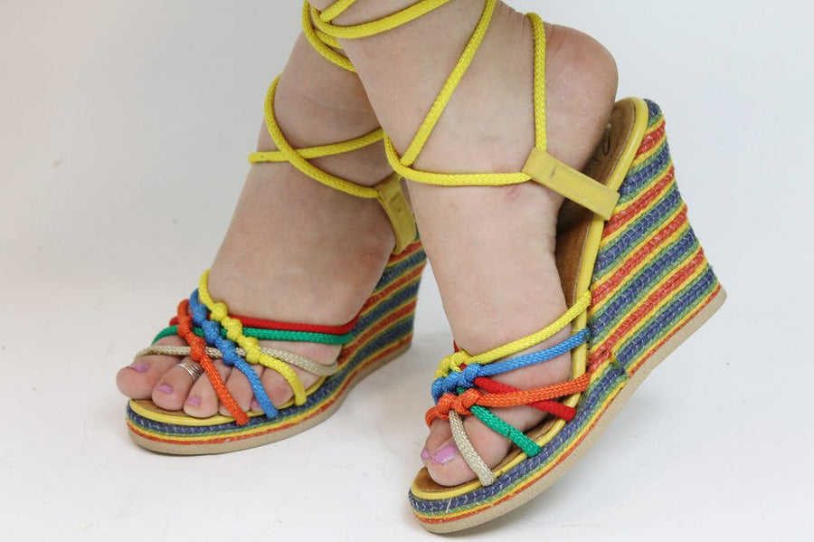 1970s deadstock Sbicca sandals | vintage gladiator ankle straps | size 5.5 us