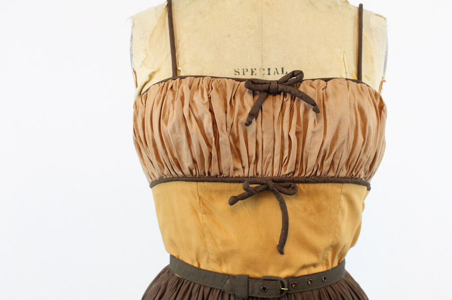 1950s cotton sun dress with fringe shawl xs | new fall