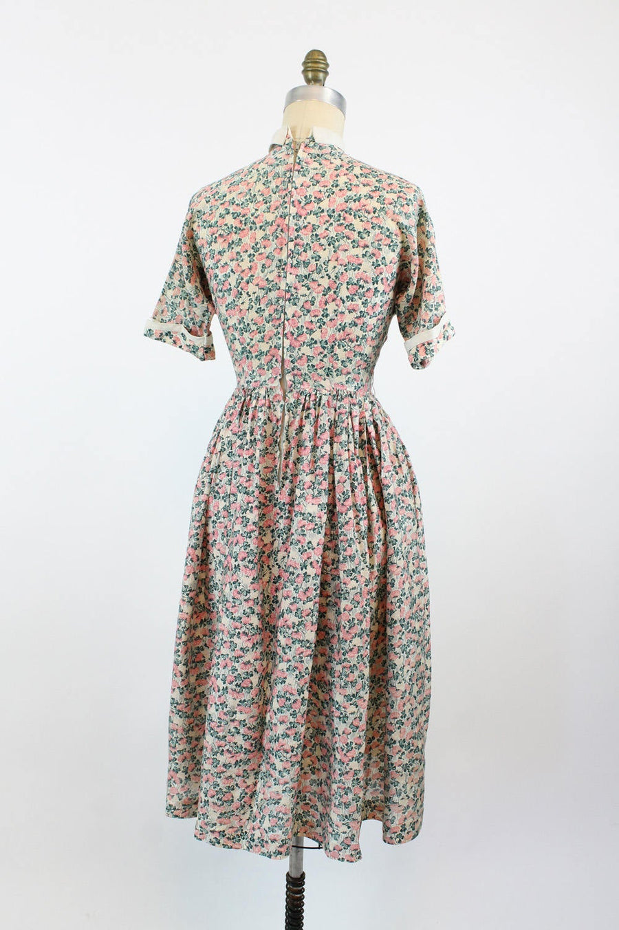 1940s rose print silk dress xs | new spring