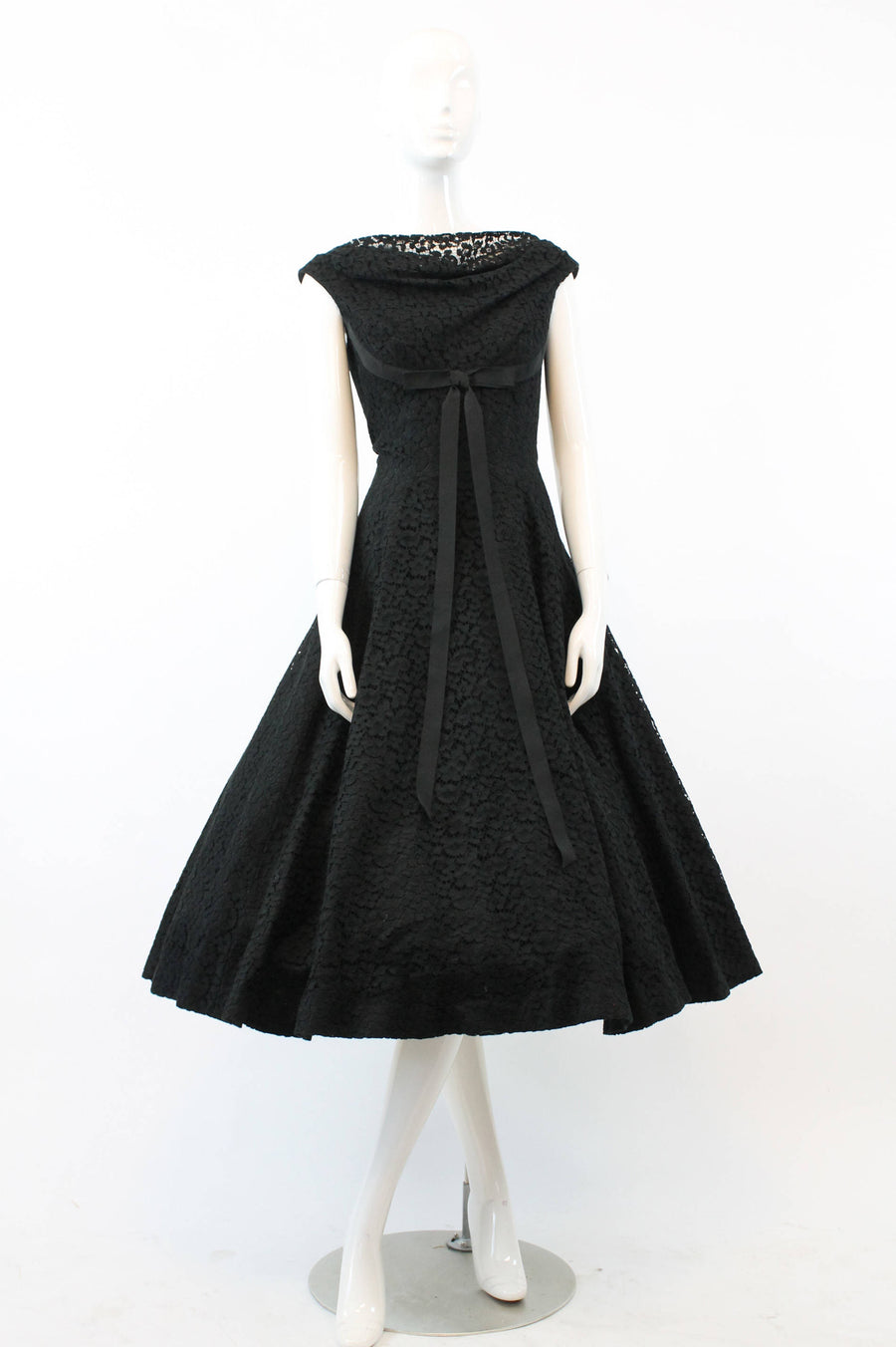 1950s lace dress | Jonny Herbert full skirt cocktail dress | xs