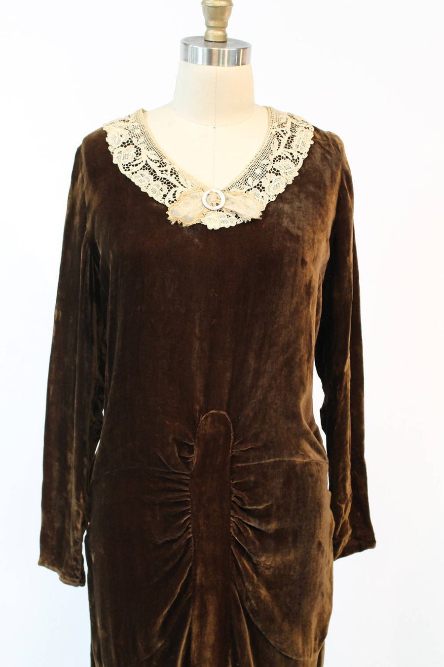 1920s silk velvet dress small | vintage 1930s draped dress