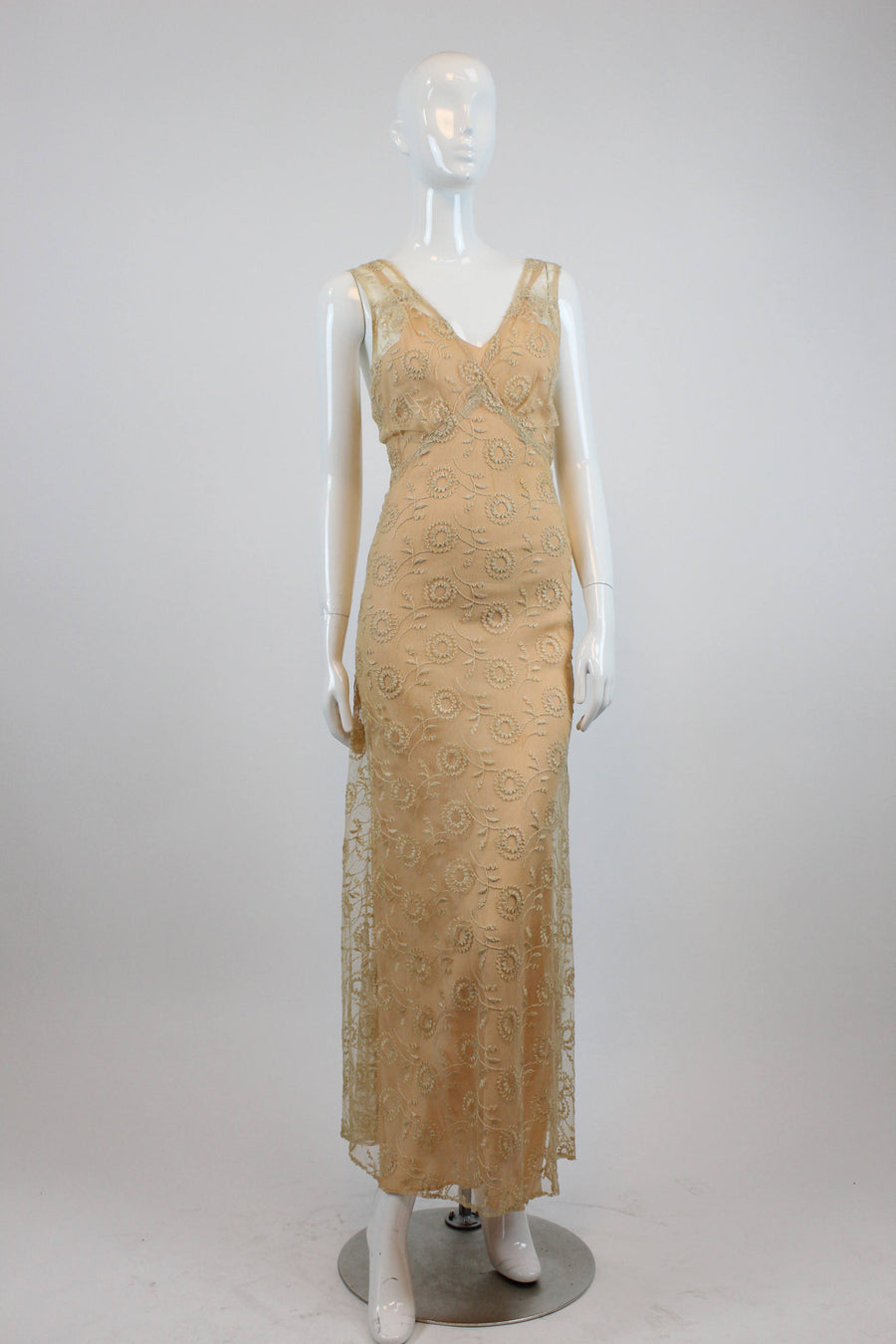 1930s tambour lace dress three pieces xs | vintage embroidered wedding dress gown