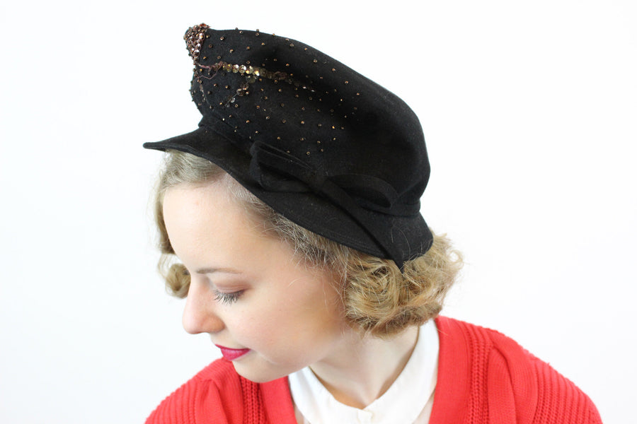 1940s conductor hat beaded cap | new fall