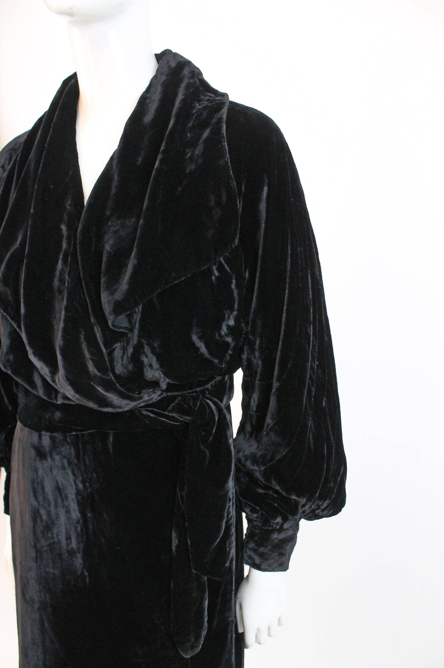 Edwardian 1920s velvet wrap dress small | HUGE collar and SLEEVES | new in