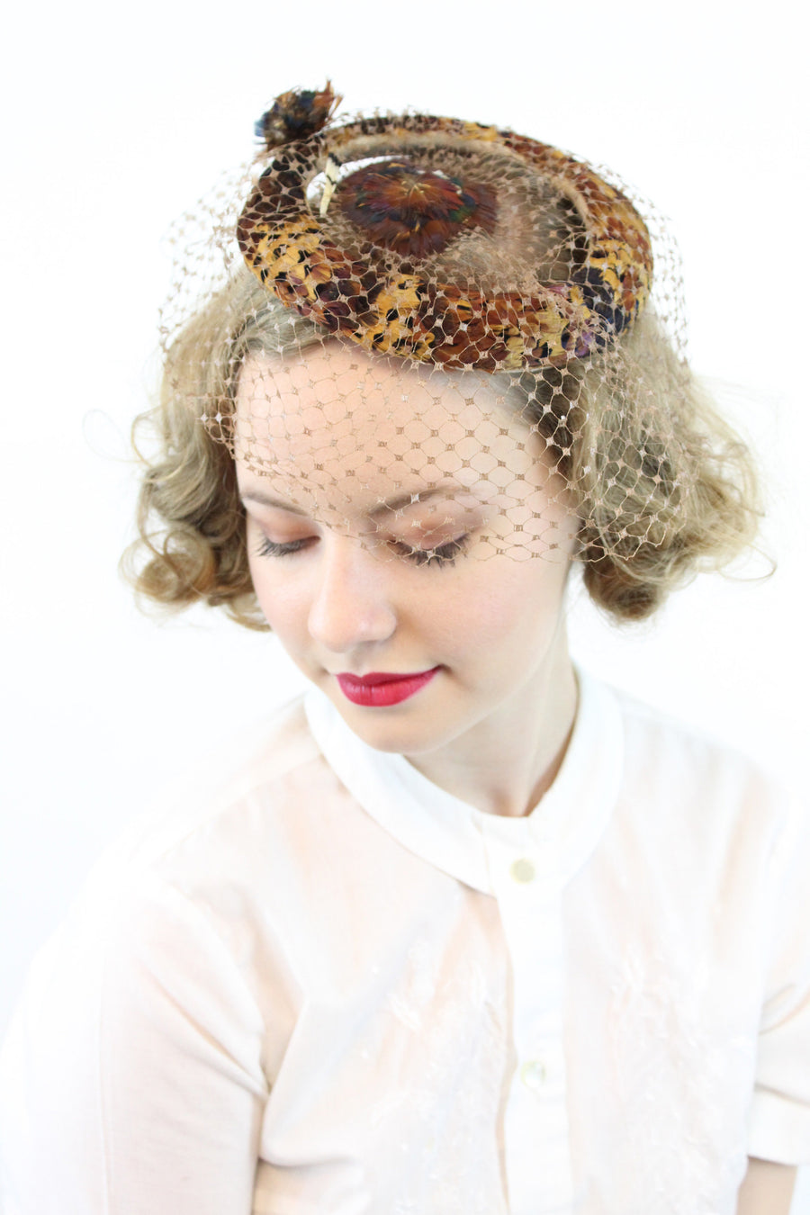 1950s halo hat net veil fascinator | new fall