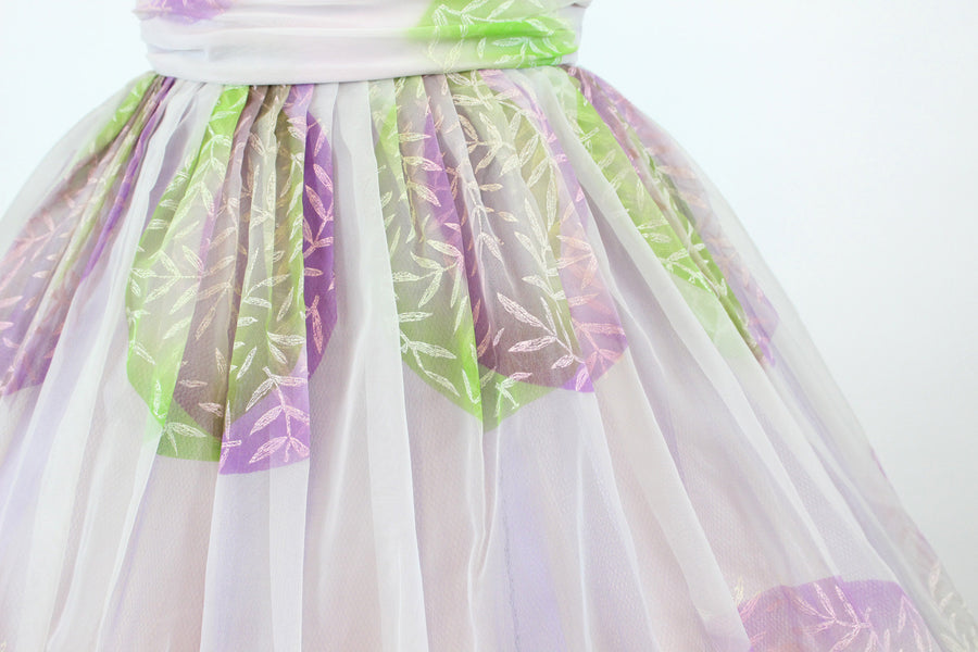 1950s painted organza dress xs | new spring