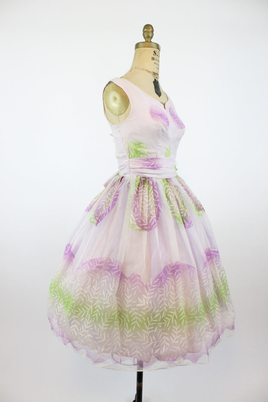 1950s painted organza dress xs | new spring