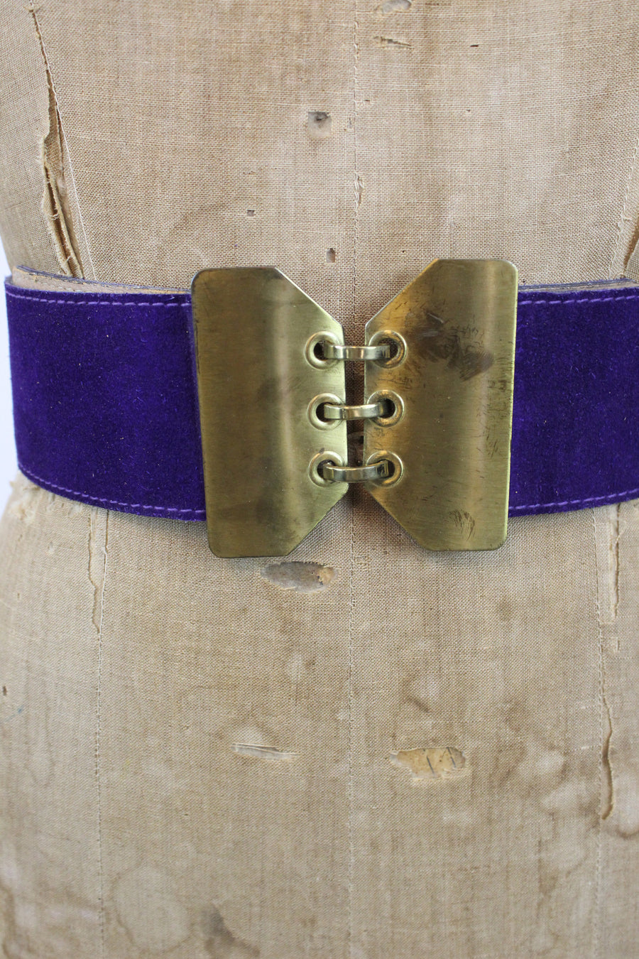 1960s wide belt | suede hook closure | large