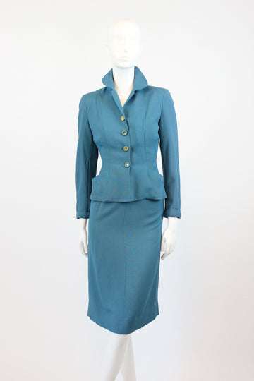 1940s gabardine suit sacony palm beaches | wool two piece set | xs