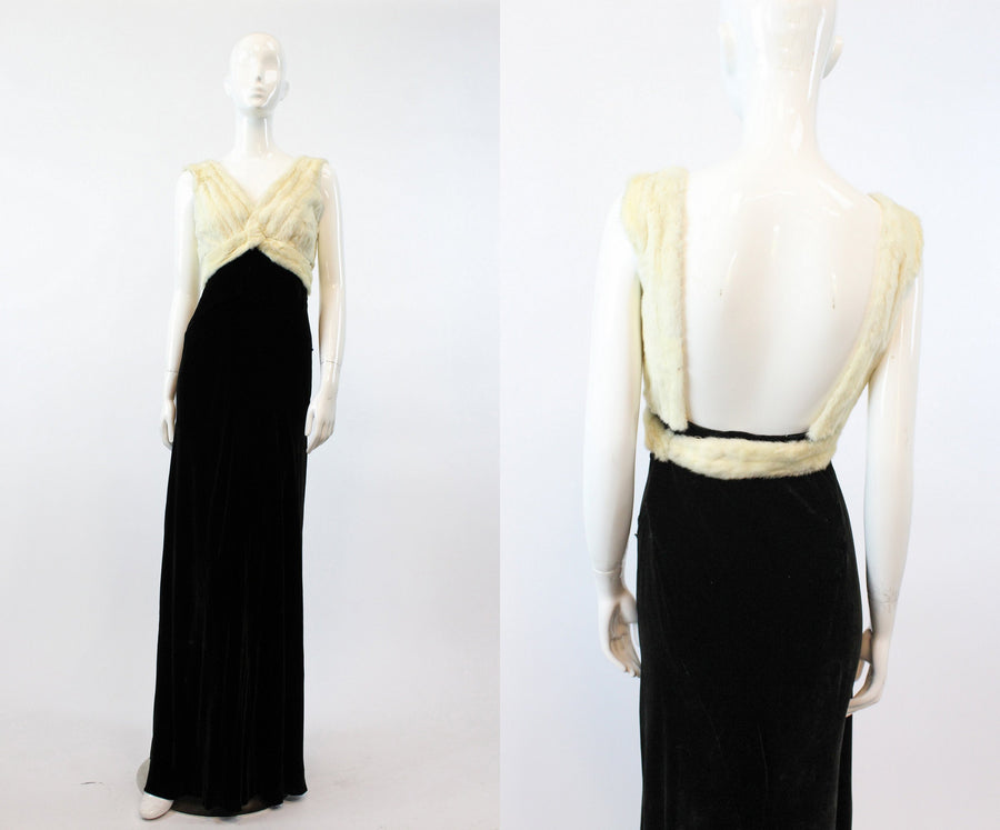 1930s silk velvet dress | bias cut Hattie Carnegie mink | xs