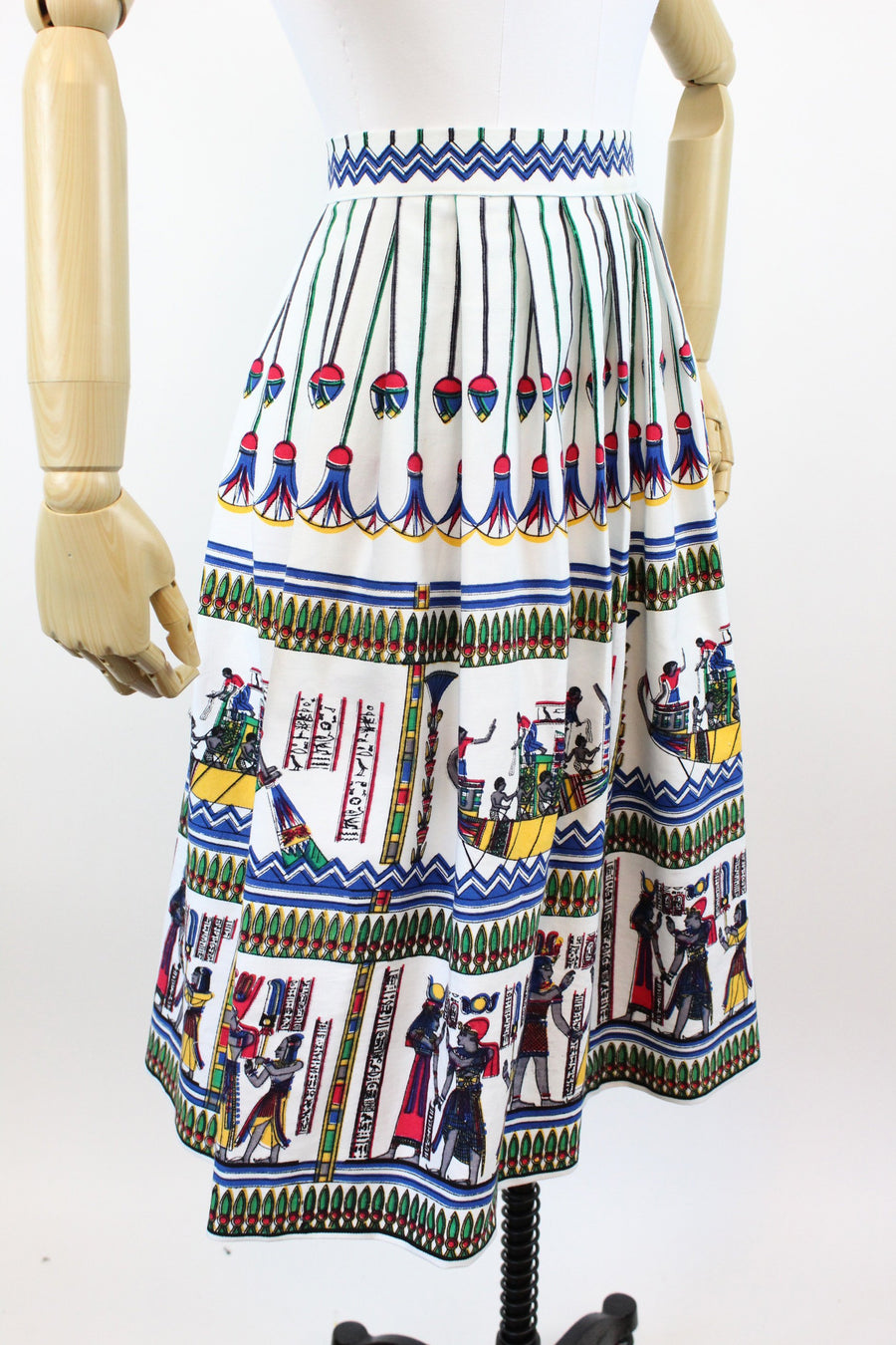 1950s novelty skirt | cotton canvas Egypt print | xs - small
