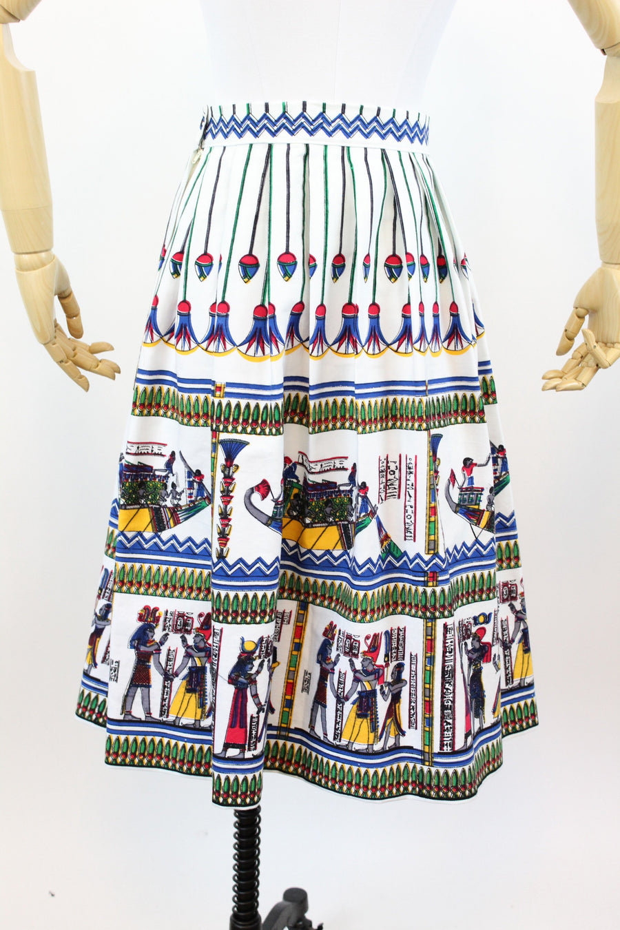 1950s novelty skirt | cotton canvas Egypt print | xs - small