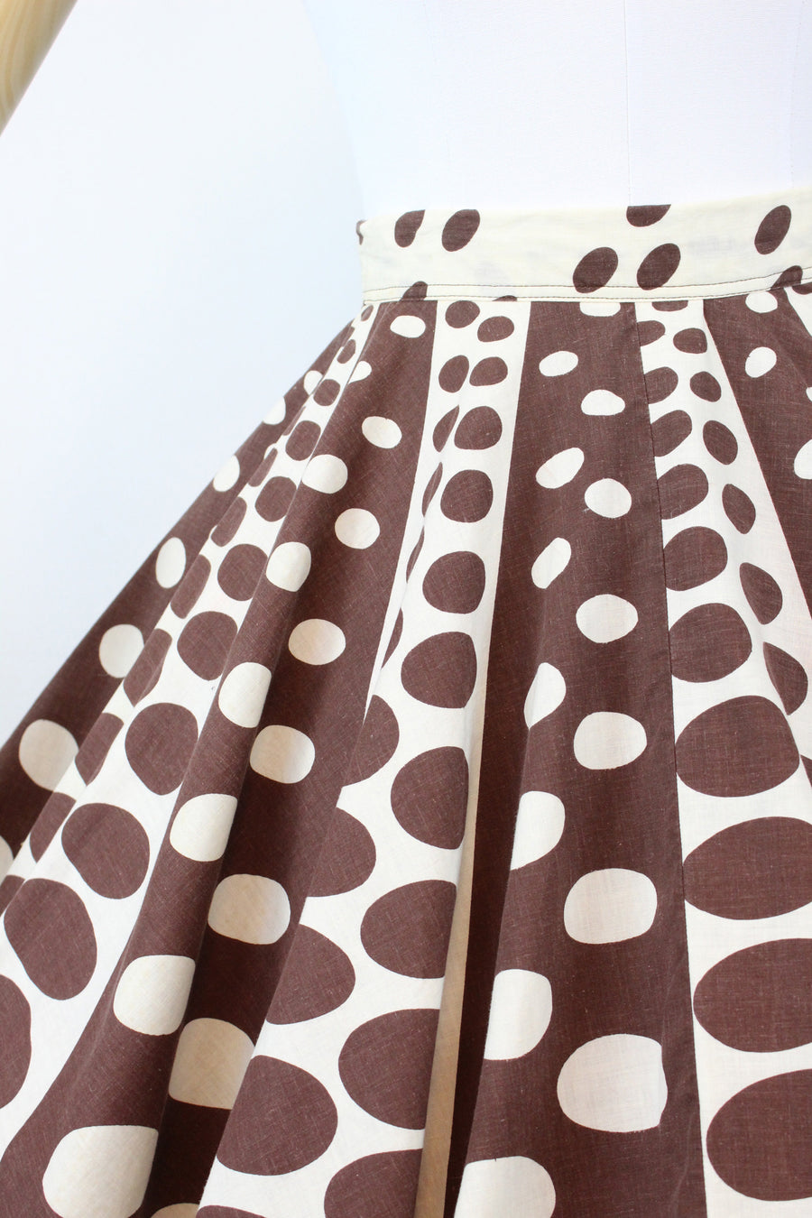 1950s op art circle print skirt  | novelty print cotton skirt | xxs