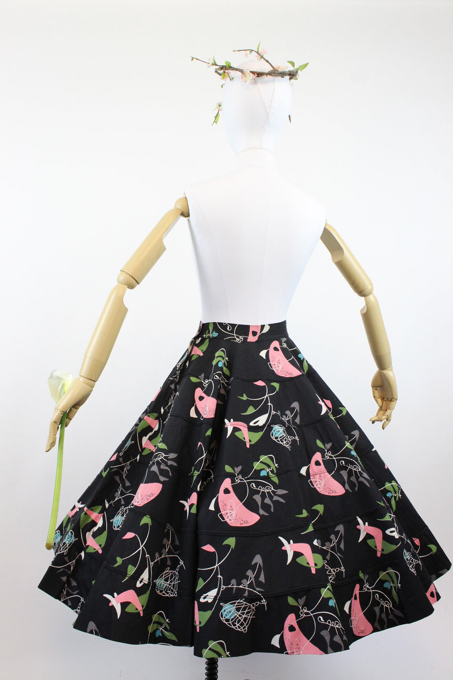 1950s novelty print skirt | atomic full circle | xs - small