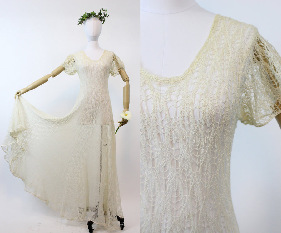 1930s spiderweb lace knit dress small medium | New spring 1930s spiderweb lace knit dress small medium | New spring