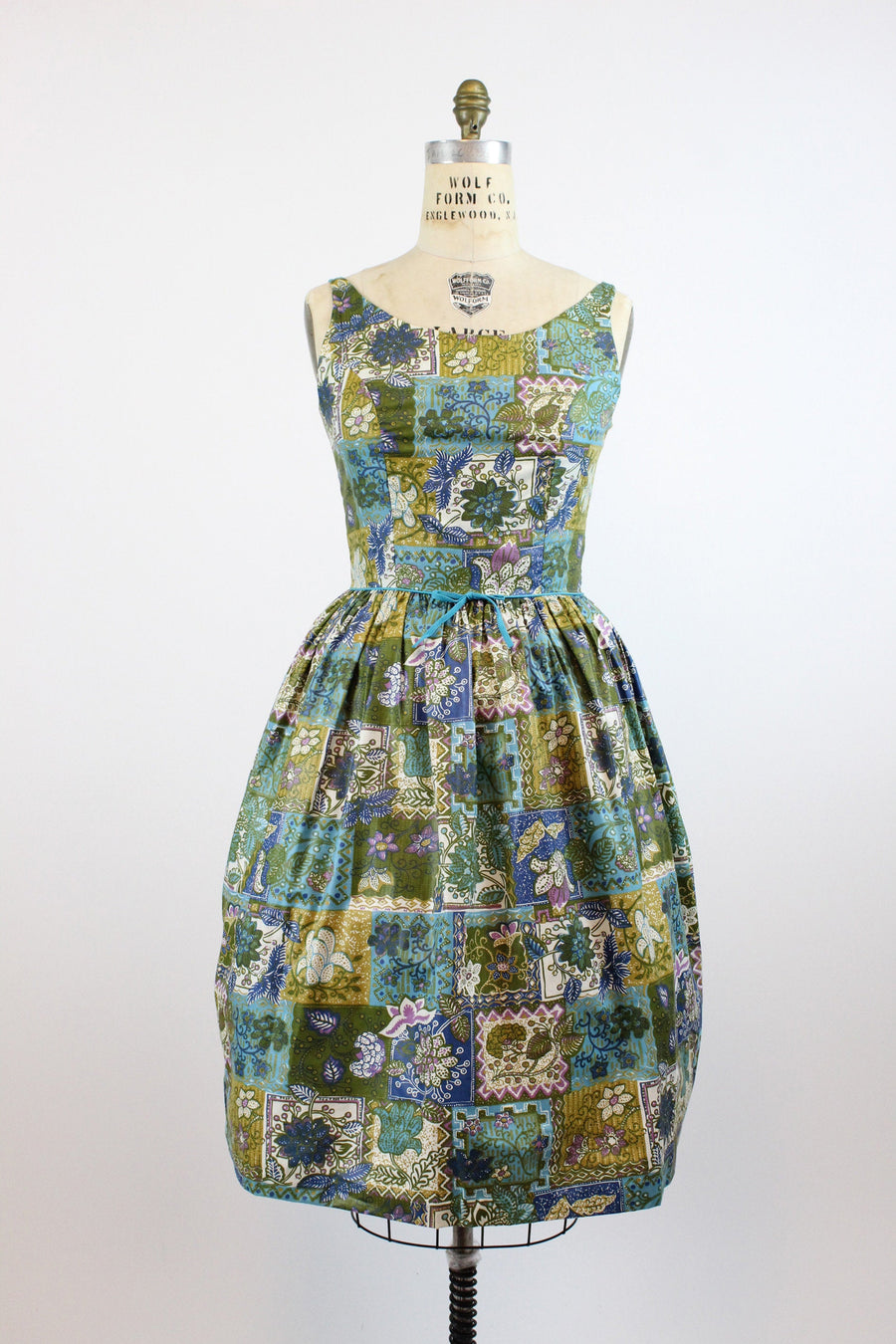 1950s deadstock cotton dress large | vintage batik print cotton dress