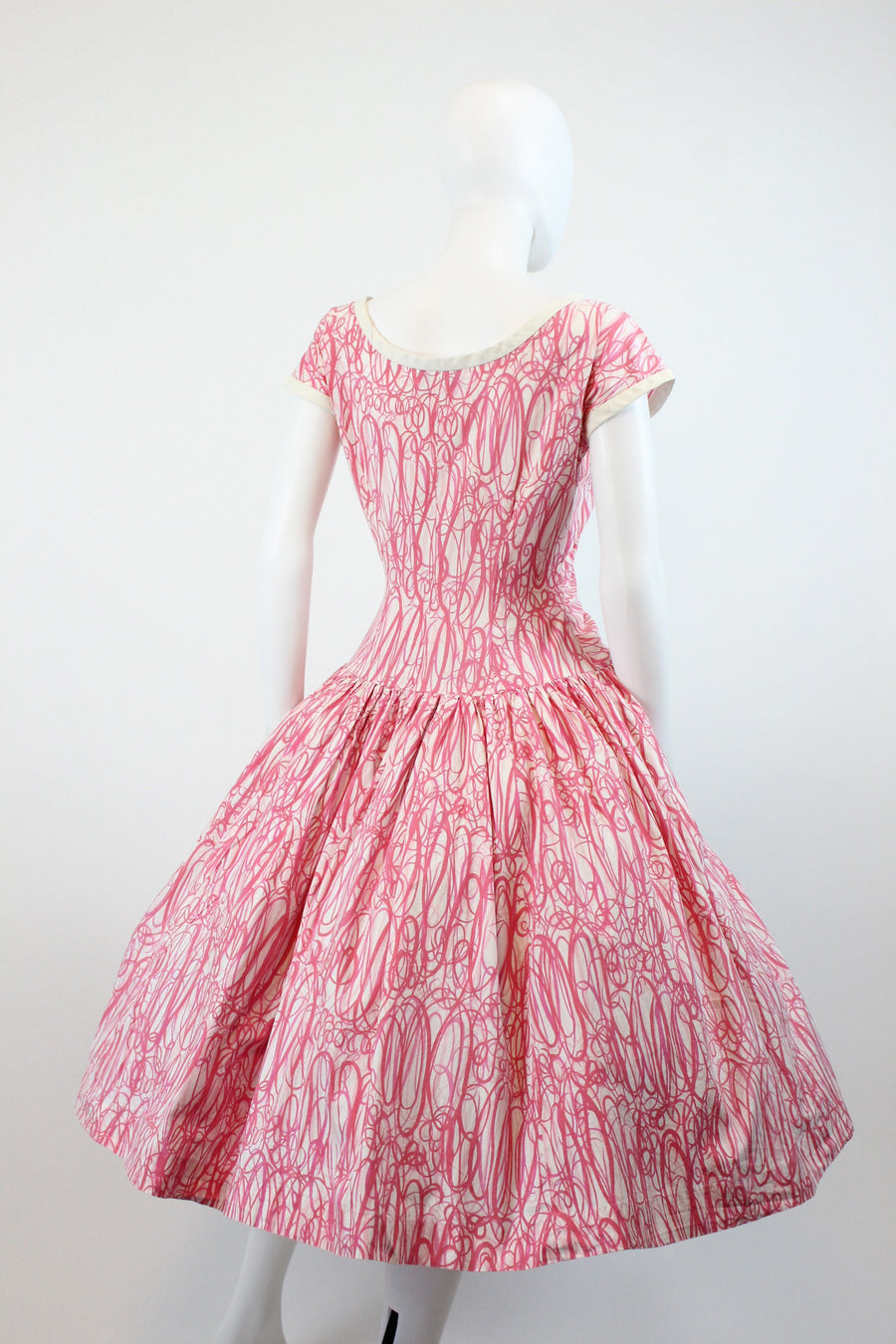 1950s Pat Hartley swirl dress small | vintage cotton button front dress | new in