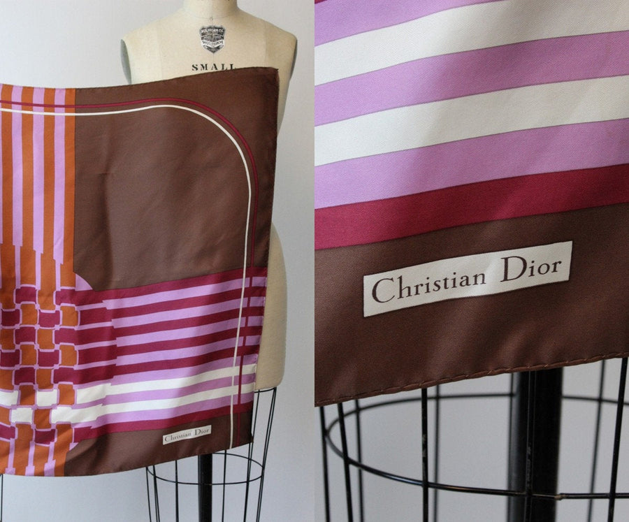 1970s Christian Dior silk scarf | vintage geometric wrap