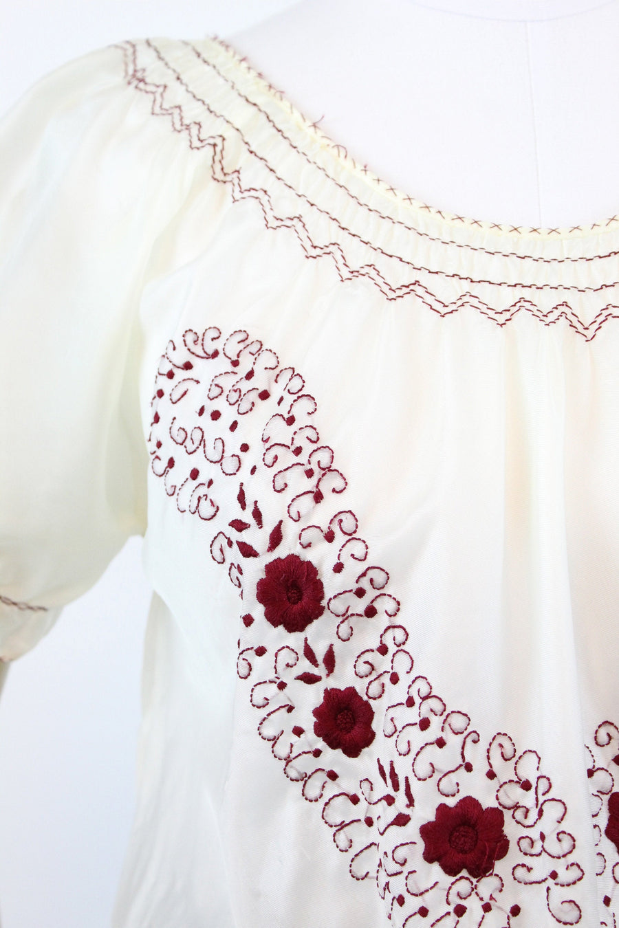 1940s rayon embroidered hungarian blouse small medium | vintage top | new in