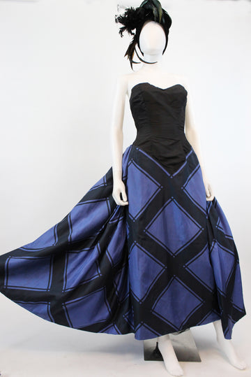 1950s Estevez strapless ball gown xs | vintage silk dress designer | new in