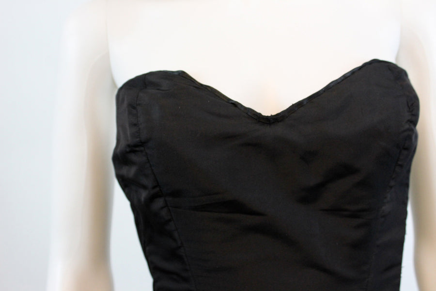 1950s Estevez strapless ball gown xs | vintage silk dress designer | new in