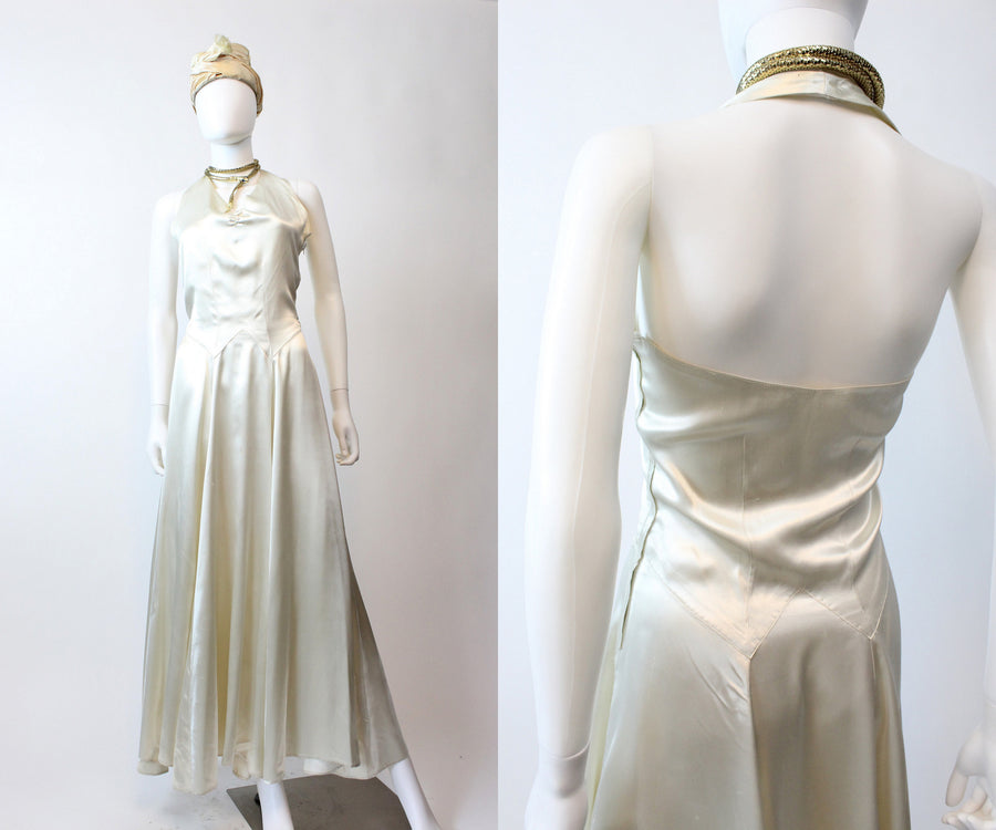 1930s 1940s liquid silk halter dress xs | New winter 1930s 1940s liquid silk halter dress xs | New winter