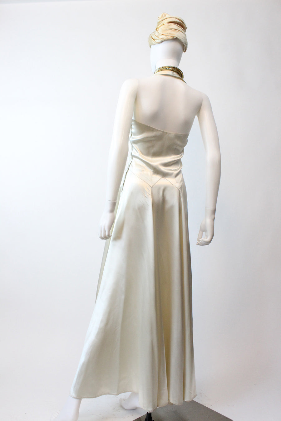 1930s 1940s liquid silk halter dress xs | new winter