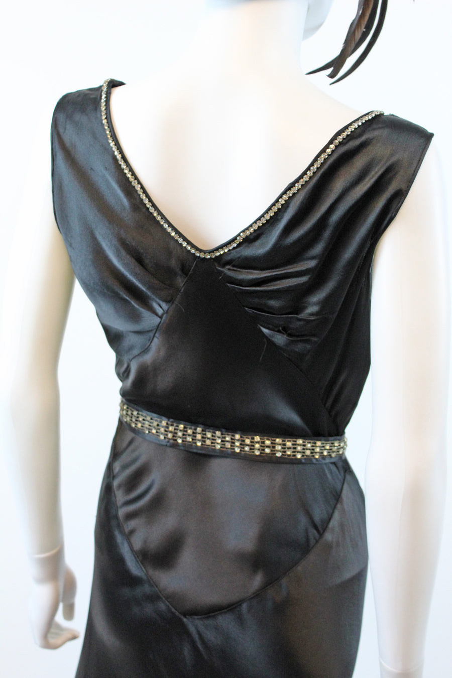 1930s liquid silk and rhinestone dress butterfly belt gown small | new winter