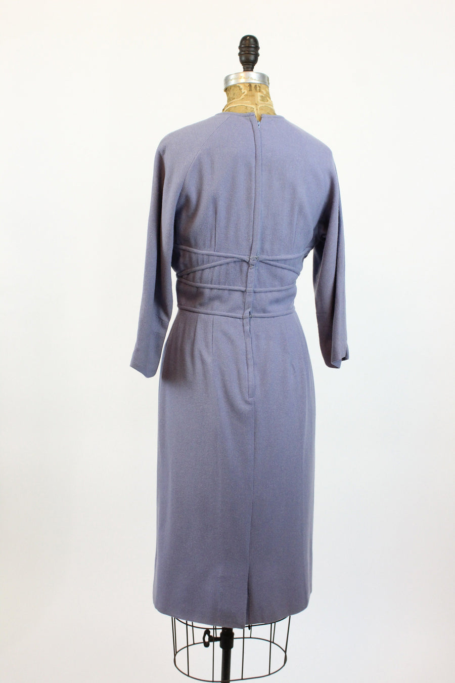 1950s PERIWINKLE wool wiggle dress small | new fall