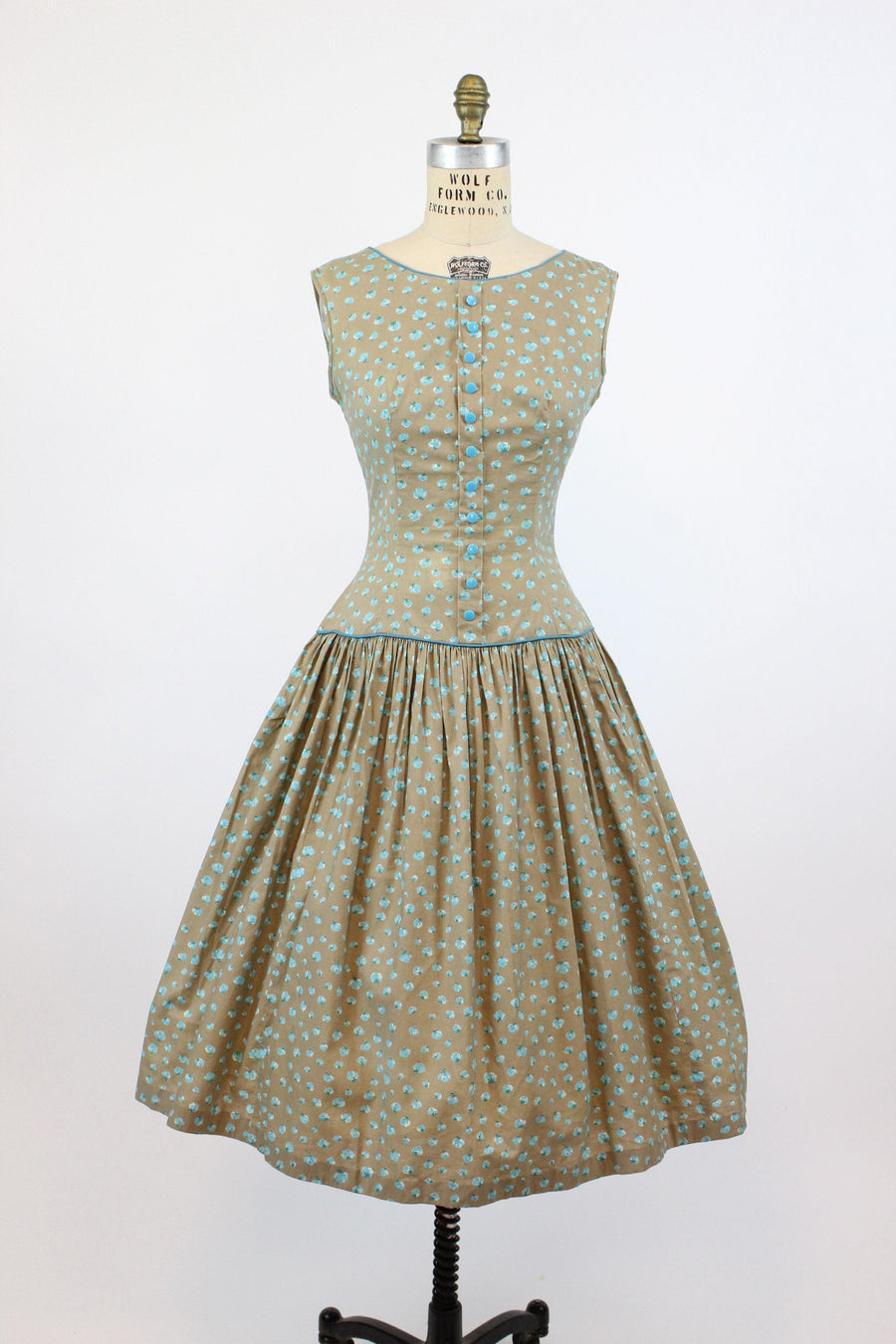 1950s rose print cotton dress small medium | new summer