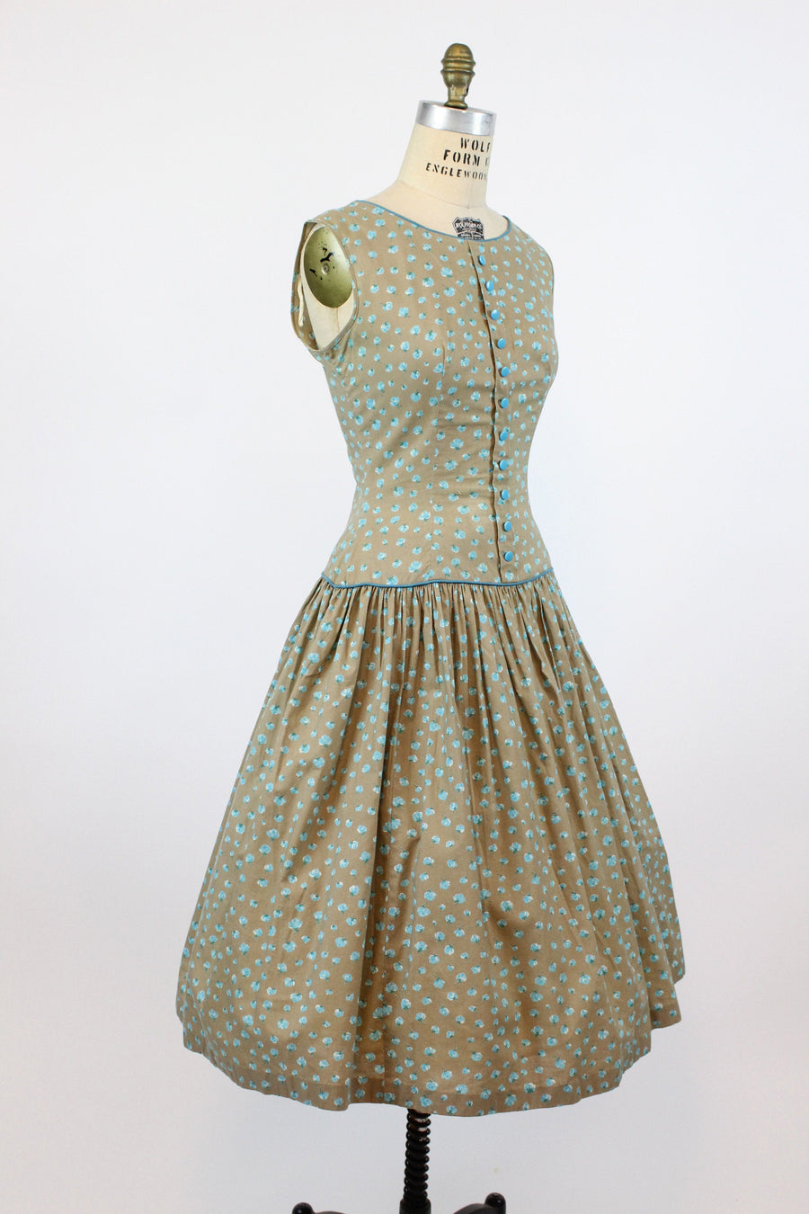1950s rose print cotton dress small medium | new spring summer