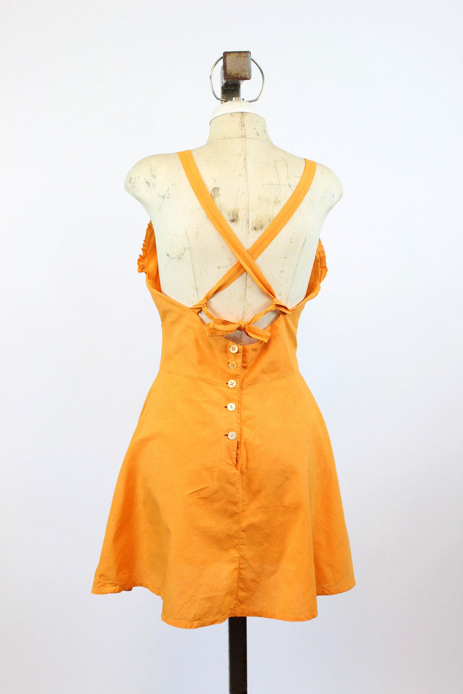 1940s tangerine playsuit dress medium large | new spring summer