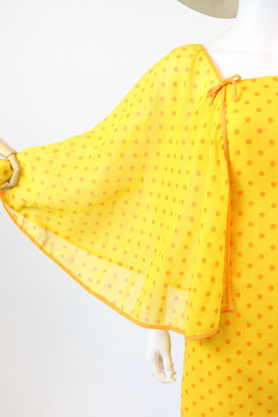 1970s polka dot cape HUGE SLEEVES mini dress xxs | new spring summer