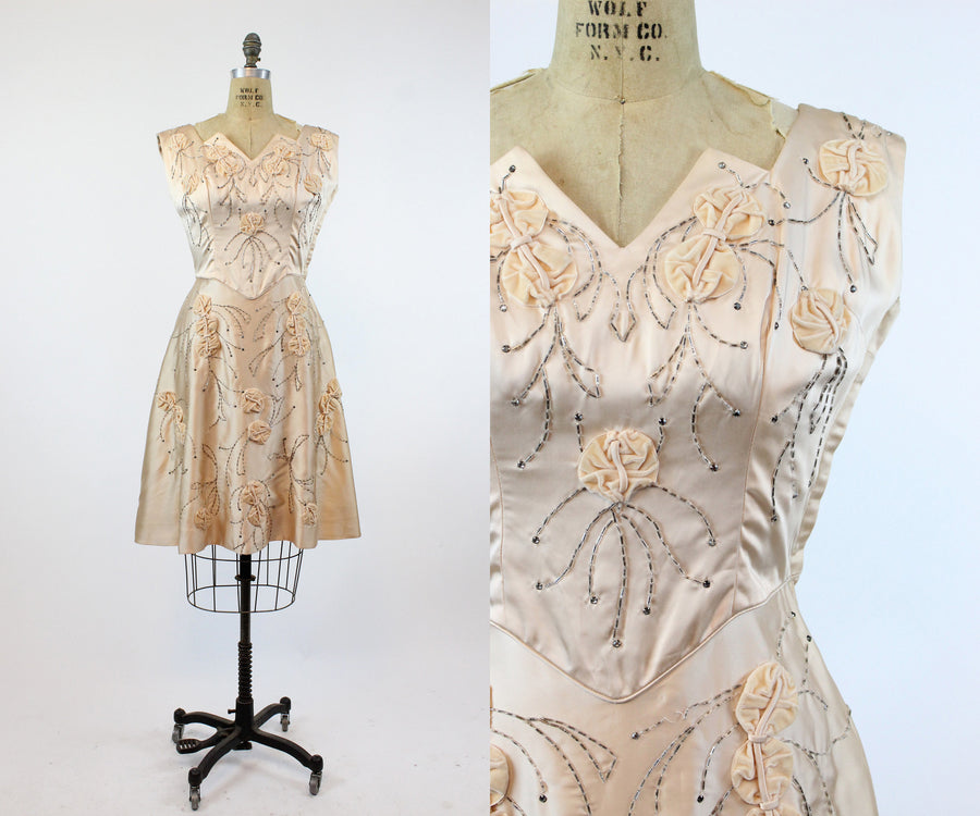 1950s Miss Cane sequin rhinestone dress medium | new fall
