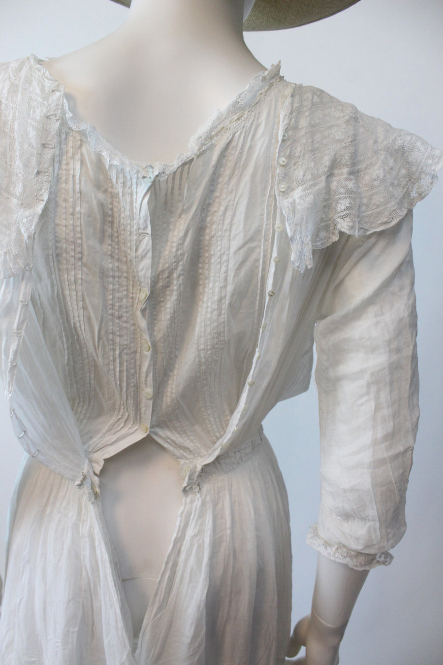 ANTIQUE edwardian vintage cotton triple layer lace dress xxs | new spring