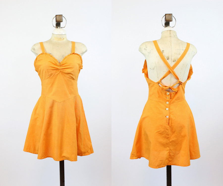 1940s tangerine playsuit dress medium large | new summer